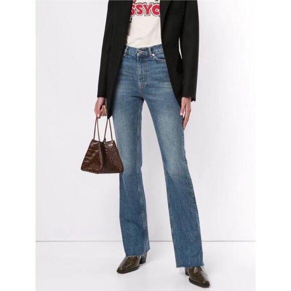 NWT Anine Bing Anya Trouser Boot Cut Jeans in Lagoon Wash Size 28 - Picture 1 of 11